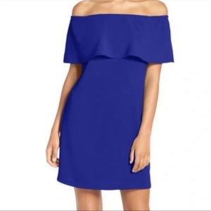 Charles Henry Off the Shoulder Dress in Royal Blue